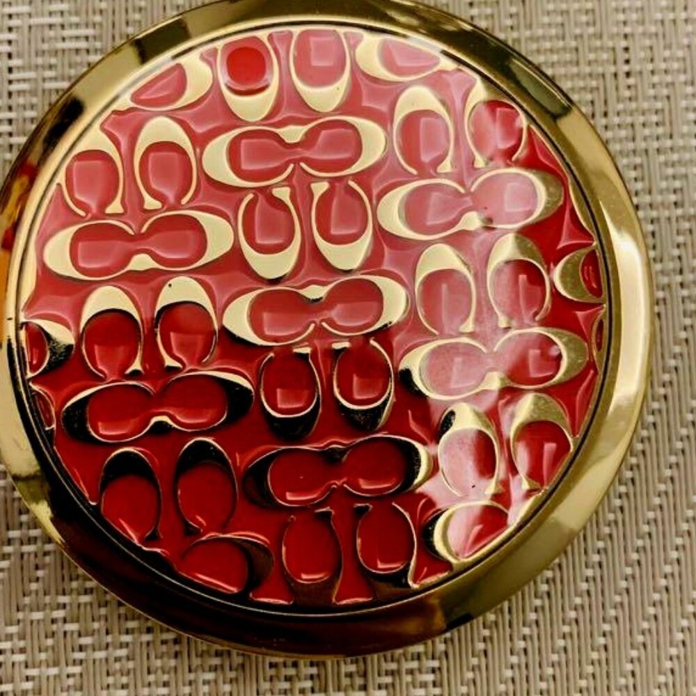 Coach Mauve and gold Signature Monogram double sided mirror *NEW*